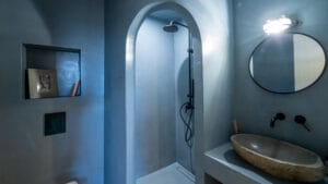 Guest bathroom at Sagehill Stonehouse, Messinia